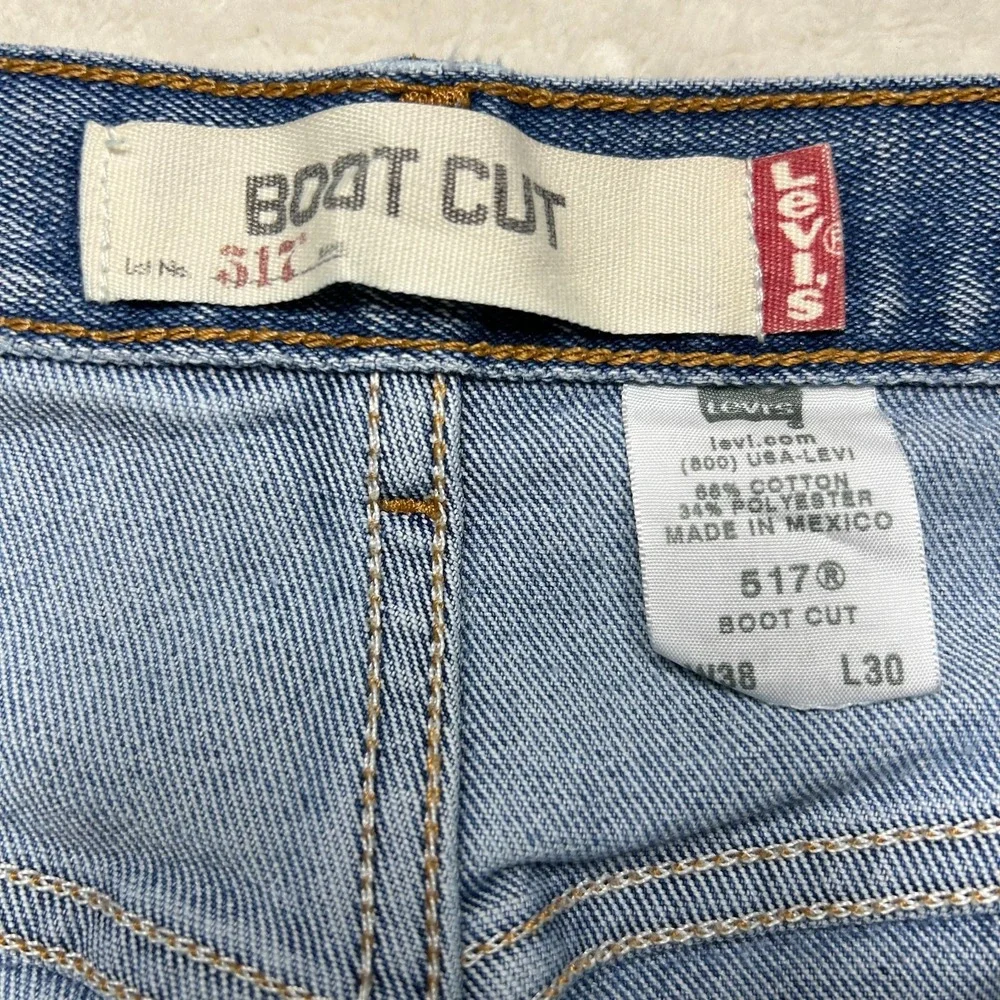 VTG Levi's 517 Bootcut Jeans Mens 38x30 Blue Denim Mid Rise Western Cowboy Y2K
